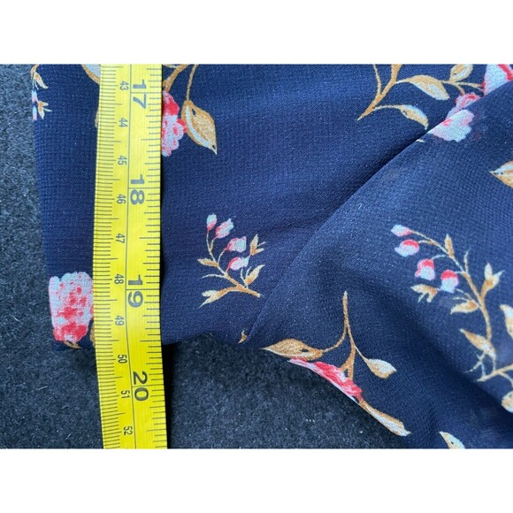 1 State Womens Blue Floral-print Split-neck Poet Sleeve Blouse Wimsy Size Small - Picture 8 of 9